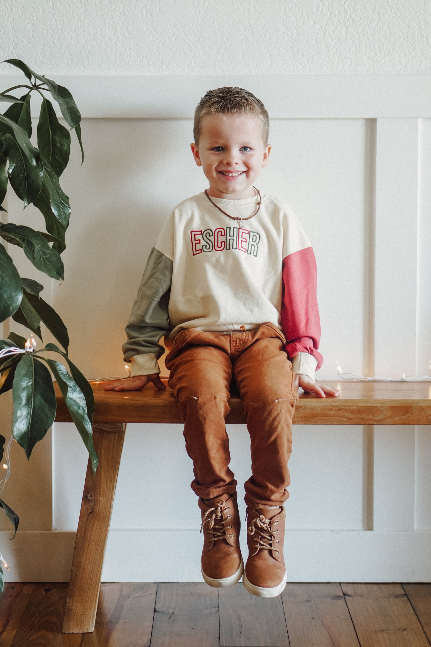 Custom Embroidered Christmas Colorblock Crewneck Sweatshirt