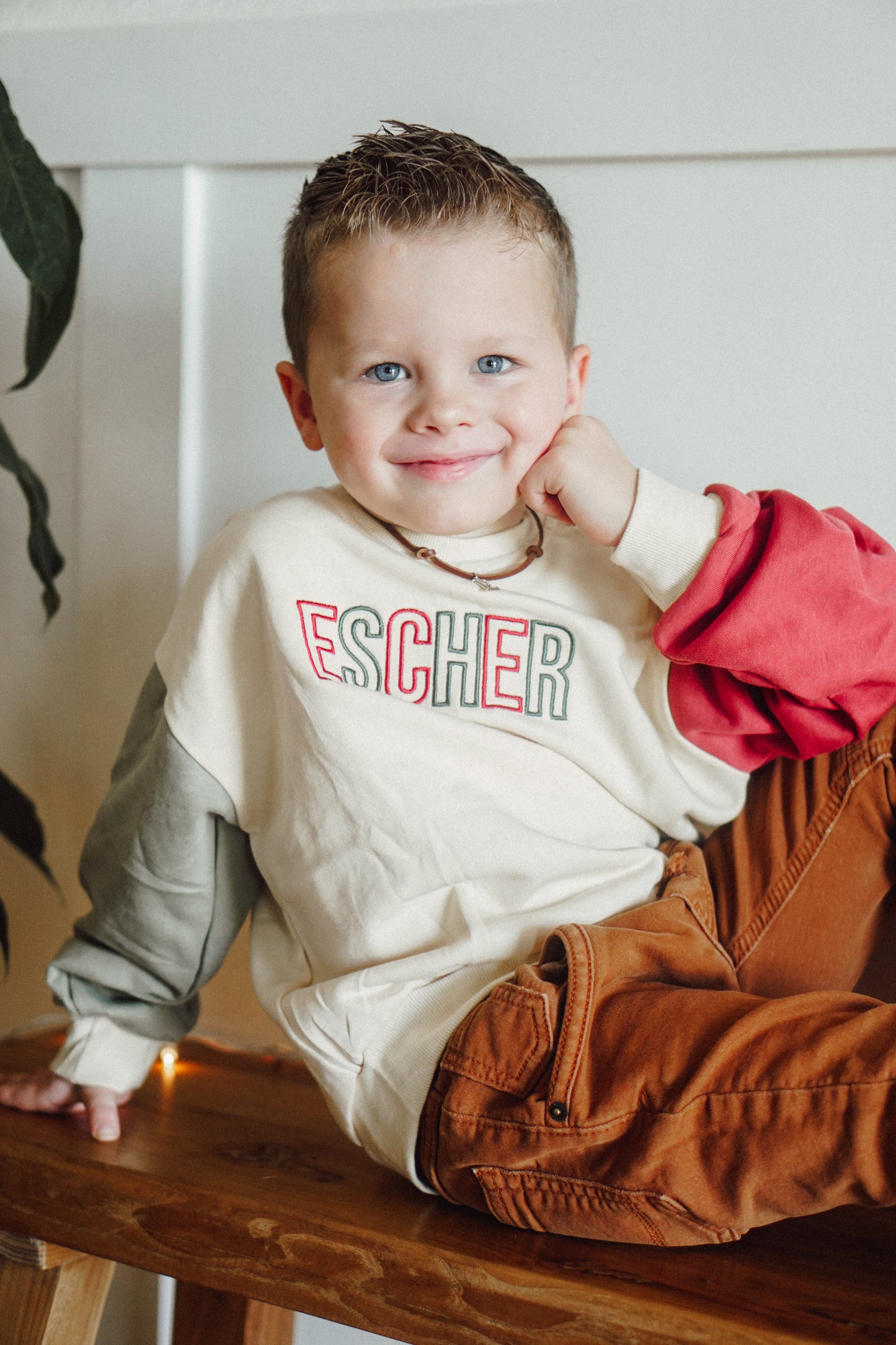 Custom Embroidered Christmas Colorblock Crewneck Sweatshirt