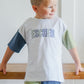 Custom Embroidered Colorblock Organic Cotton Tee & Shorts Set - Gray