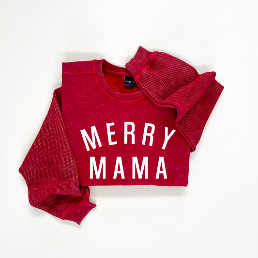 Merry Mama Waffle Sleeve Crewneck