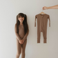 Two Piece Bamboo Pajamas | Ribbed Milk Chocolate