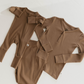 Two Piece Bamboo Pajamas | Ribbed Milk Chocolate