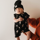 T-Shirt Romper | Black & Tan Lightning Bolt