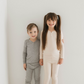 Two Piece Bamboo Pajamas | Ribbed Cream