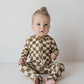Bamboo Zip Pajamas  | Olive Checkerboard