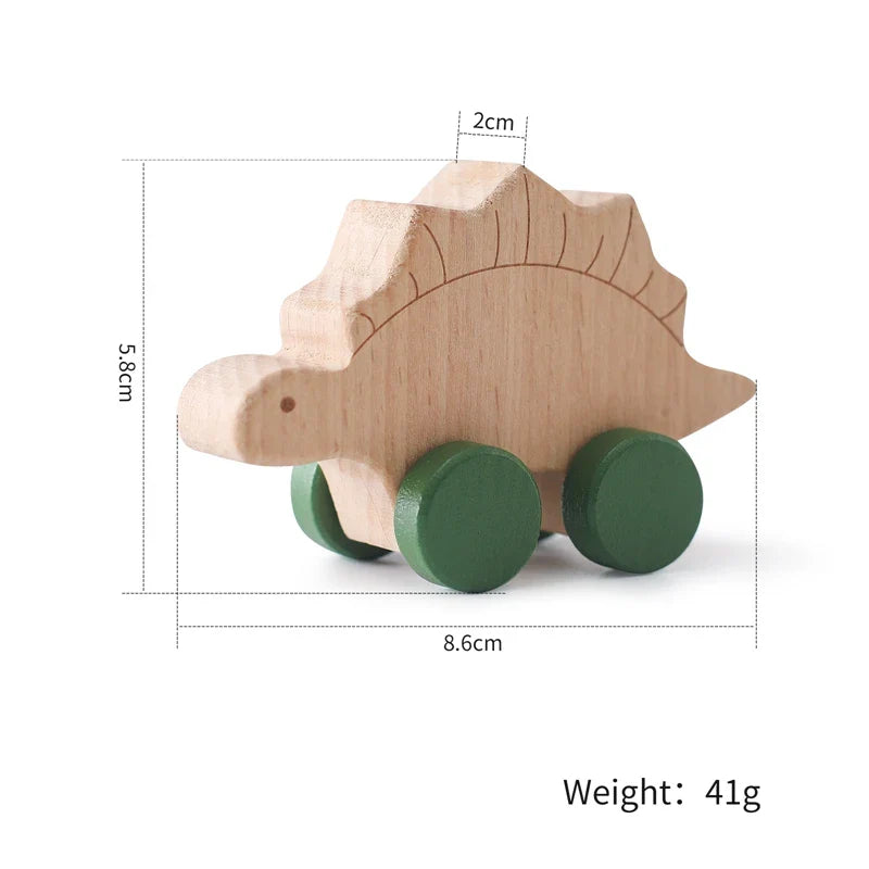 Wooden Montessori Dinosaur Wheel Toy