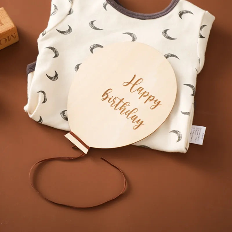 Wooden Balloon Milestone Month Card