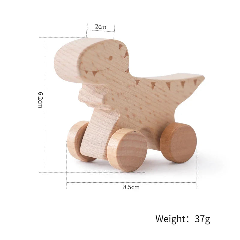 Wooden Montessori Dinosaur Wheel Toy