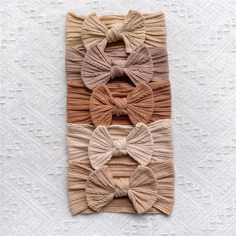 5 Pcs Ribbed Bow Headband