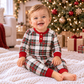 Baby Christmas Plaid Henley Bamboo Romper