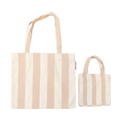 striped mommy + me tote