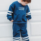 Custom Embroidered Varsity Striped Jogger Set - Navy