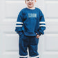 Custom Embroidered Varsity Striped Jogger Set - Navy