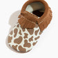 Suede Cow Print Moccasin Baby Shoe