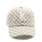 Tan Checker Baseball Hat