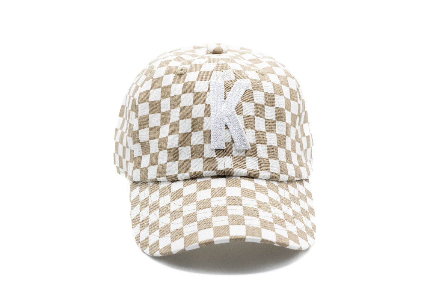 Tan Checker Baseball Hat