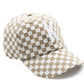 Tan Checker Baseball Hat