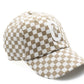 Tan Checker Baseball Hat