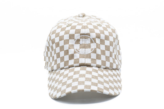 Tan Checker Smiley Face Hat