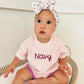 Custom Embroidered Organic Cotton Terry Shorts Set - Pink & Purple
