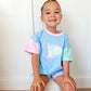 Gameday Pennant Colorblock Tee & Shorts Set or Bubble Romper - Blue Pastel