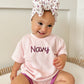 Custom Embroidered Organic Cotton Terry Shorts Set - Pink & Purple