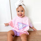 Gameday Pennant Colorblock Tee & Shorts Set or Bubble Romper - Pink & Purple