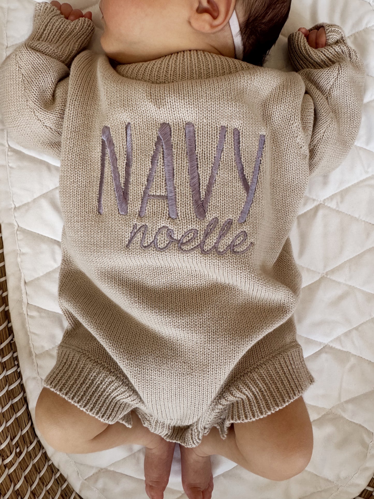 Custom Embroidered Knit Sweater Romper