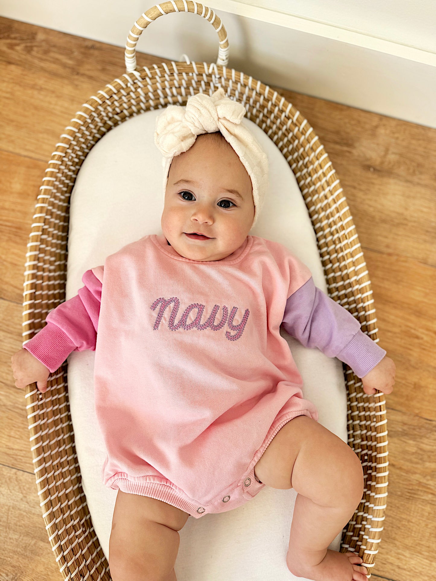 Custom Embroidered Colorblock Sweatshirt Romper