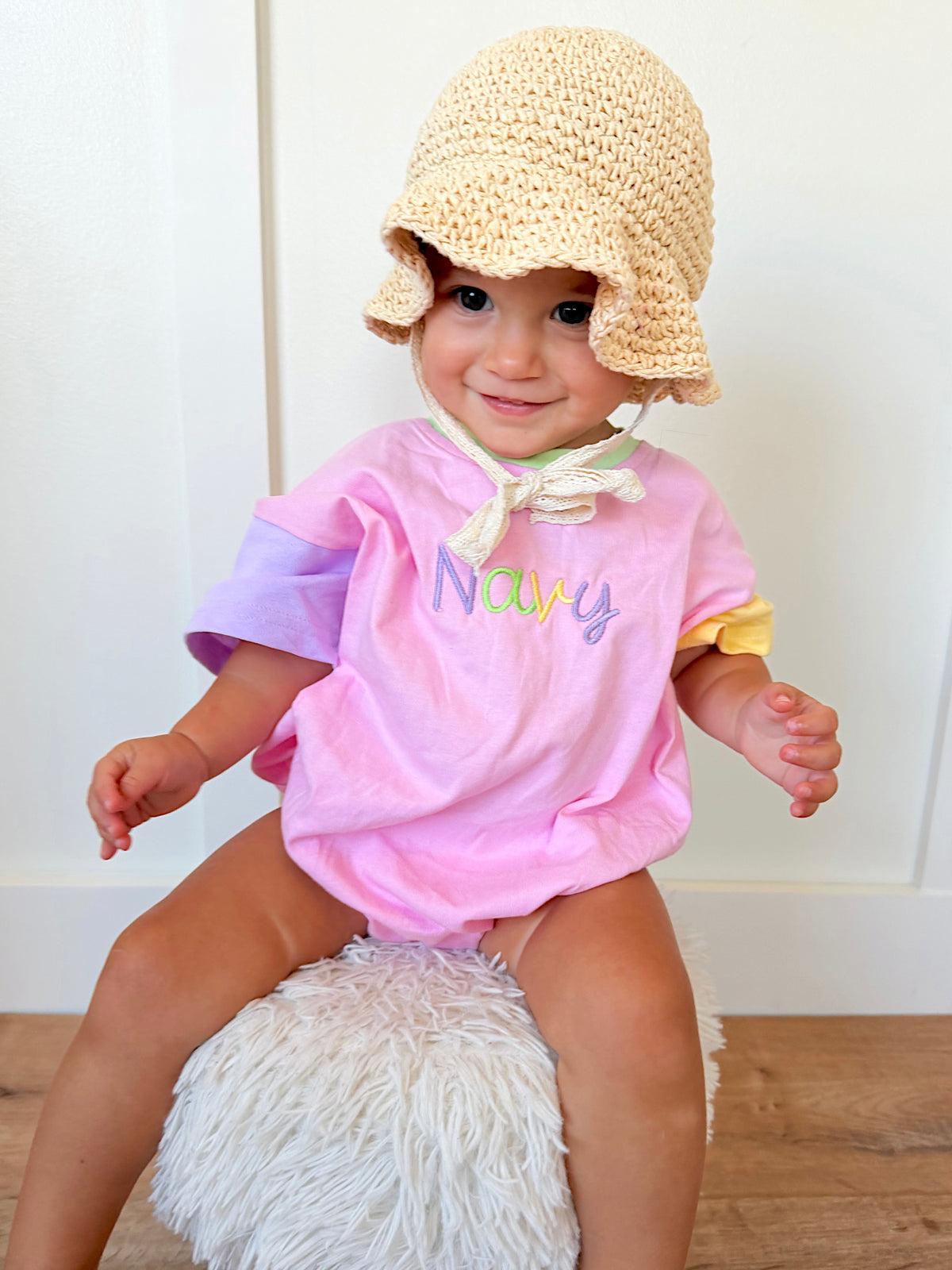 Custom Embroidered Colorblock T-Shirt Romper