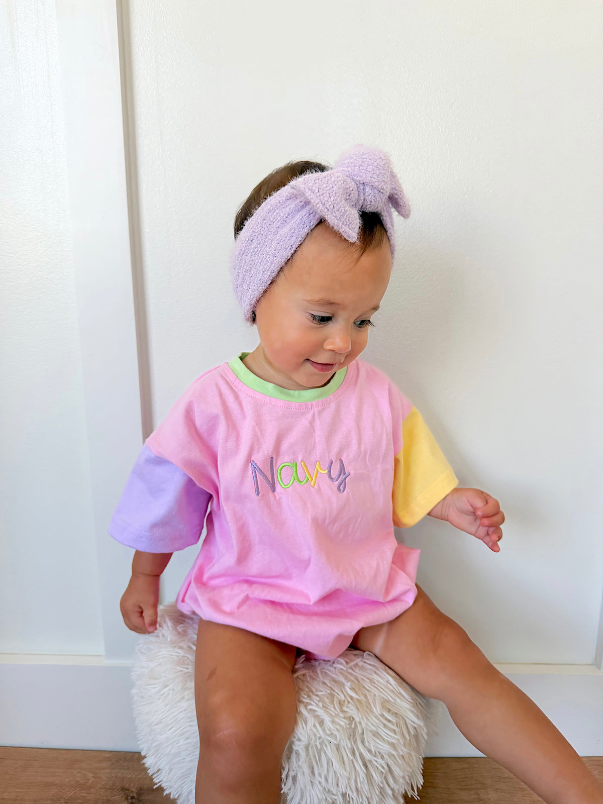 Custom Embroidered Colorblock T-Shirt Romper