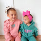 Custom Embroidered Organic Cotton Hooded Jogger Set - Pink
