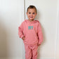 Custom Embroidered Organic Cotton Hooded Jogger Set - Pink