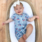 Red White & Blue Cherry Gingham Bamboo Shorty Pajamas