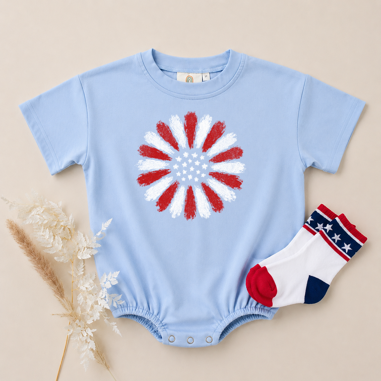 Sunflower 4th of July Tee or Bubble Romper