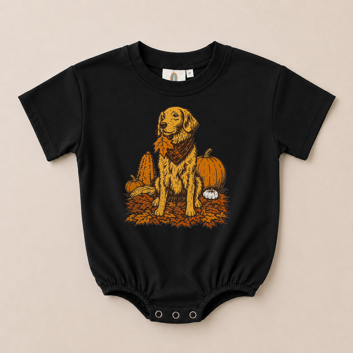 Fall Golden Retriever Oversized Tee or T-Shirt Romper - more colors