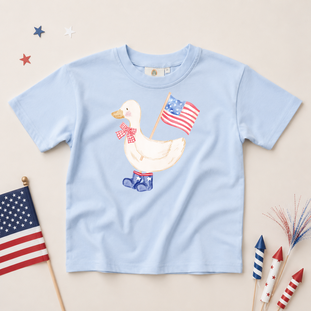 4th of July Goose Boots Tee or Bubble Romper