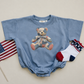 Americana Quilted Teddy Bear Oversized Tee or T-Shirt Bubble Romper