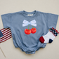 Cherry Bow 4th of July Tee or Bubble Romper