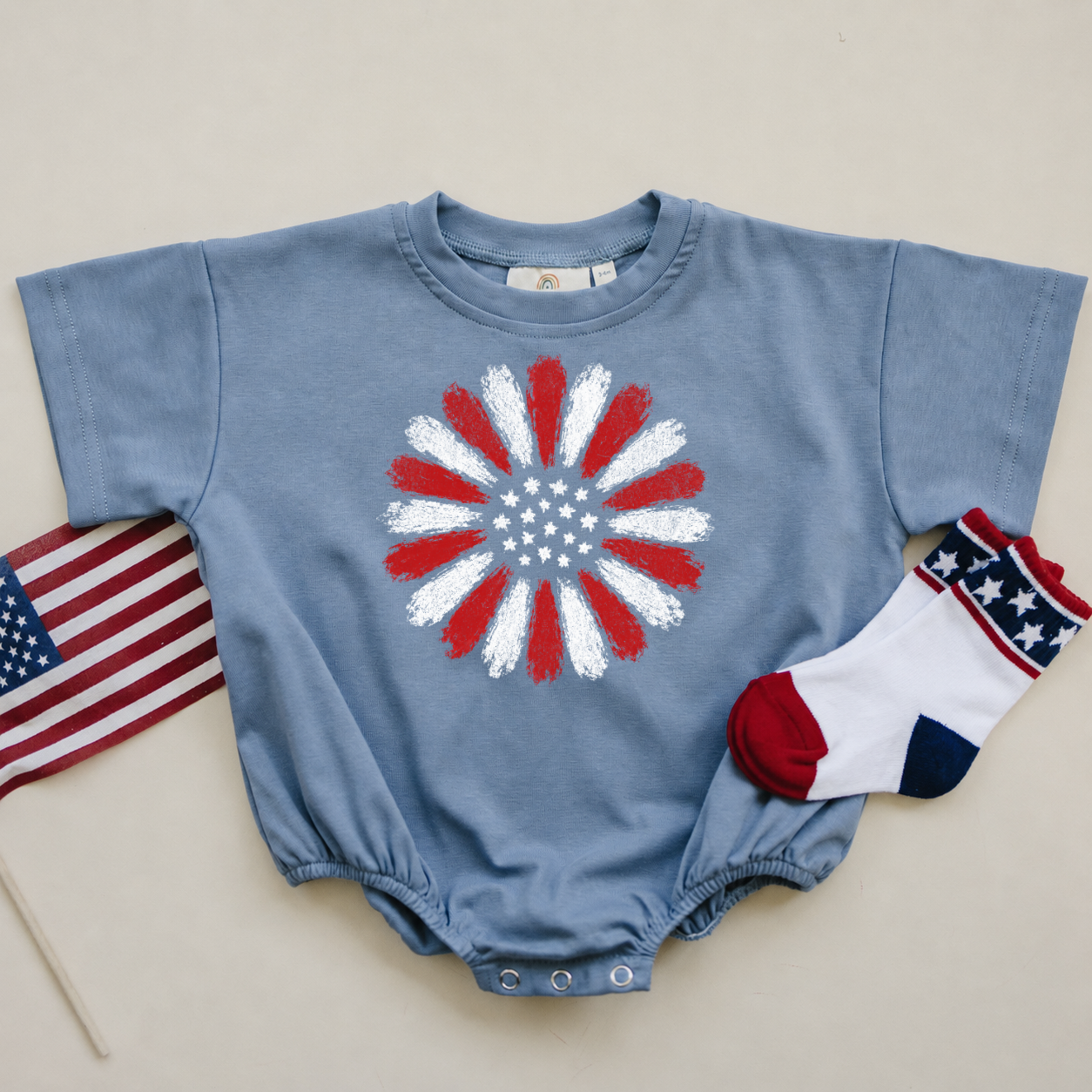 Sunflower 4th of July Tee or Bubble Romper