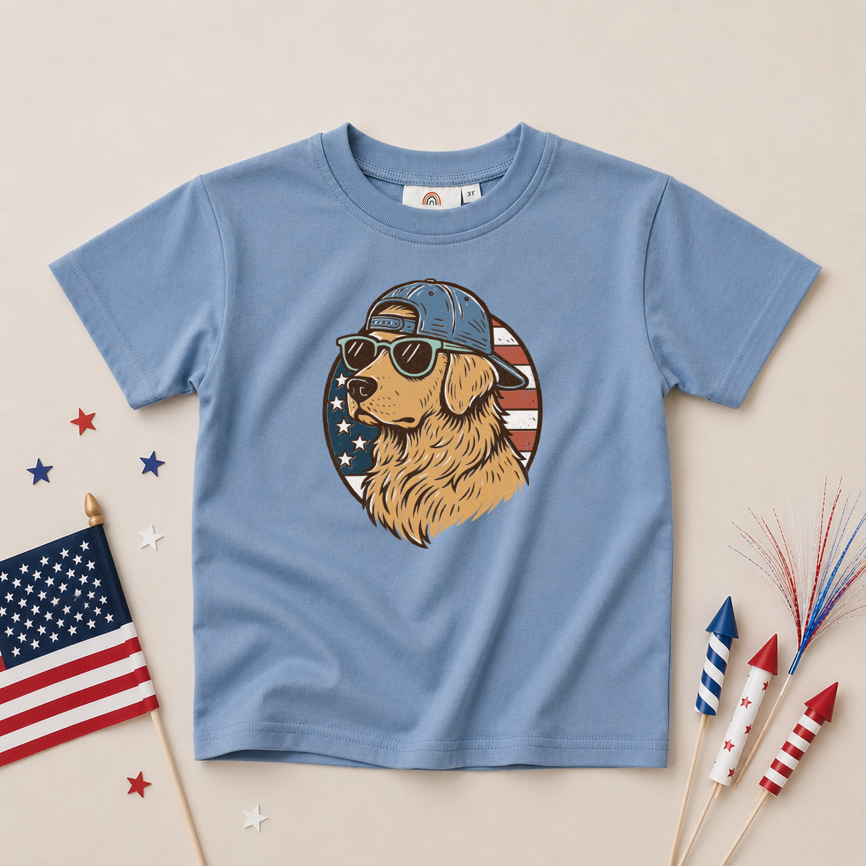 4th of July Golden Retriever Tee or Bubble Romper