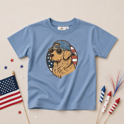 4th of July Golden Retriever Tee or T-Shirt Romper - more colors