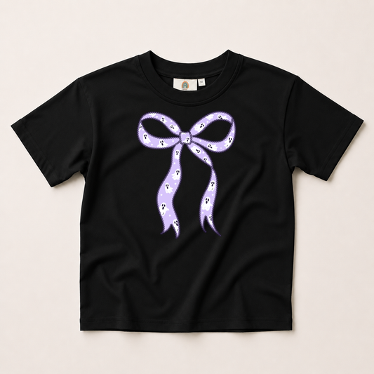 Purple Ghost Bow Graphic Oversized Tee or T-Shirt Romper - more colors