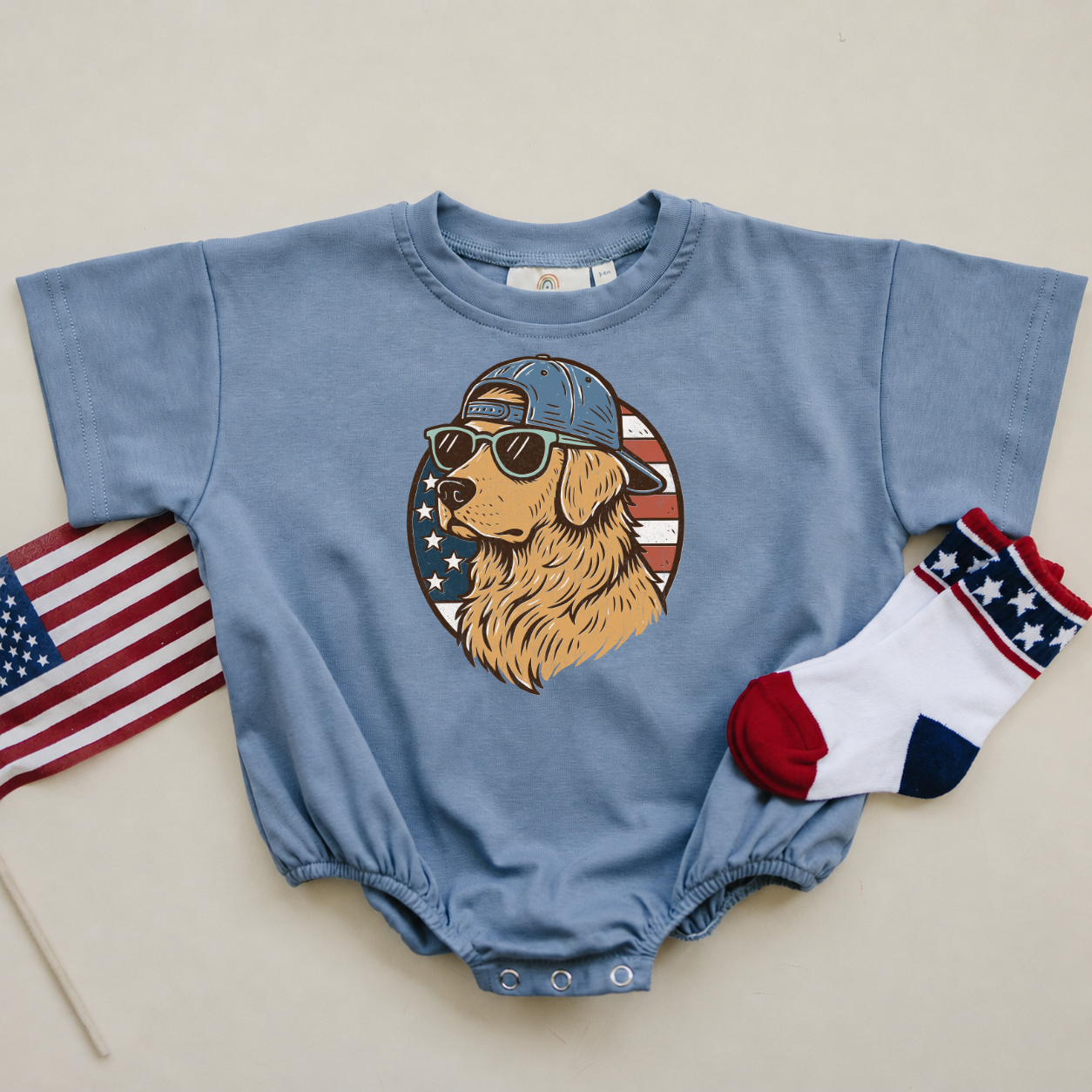 4th of July Golden Retriever Tee or Bubble Romper