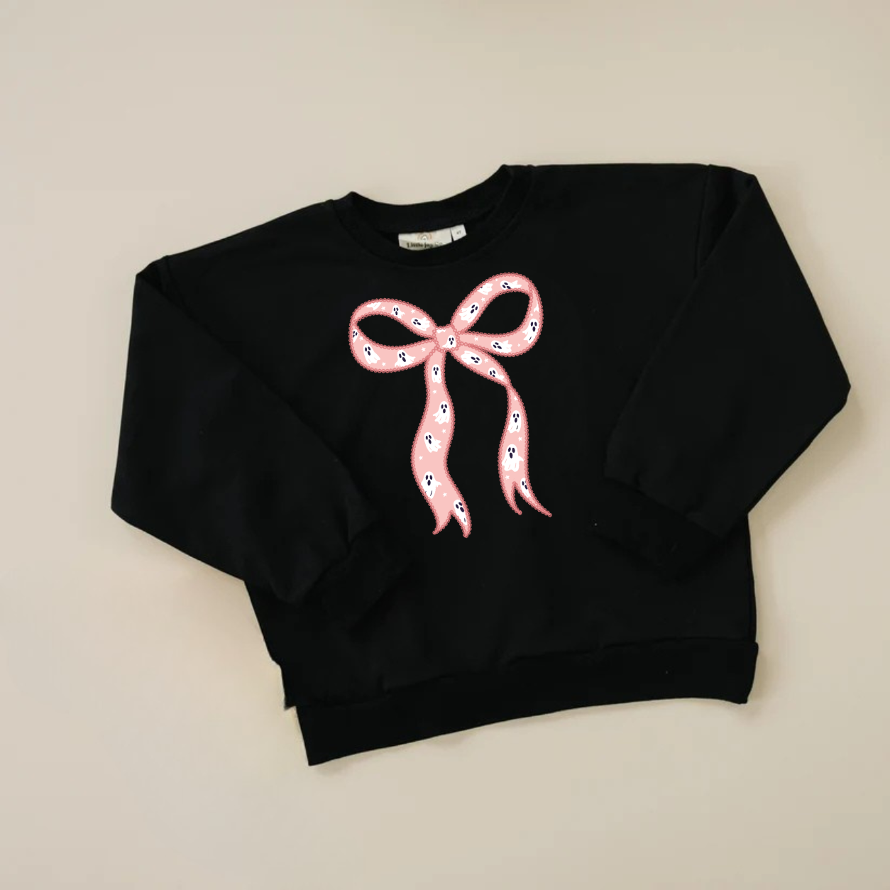 Pink Ghost Bow Graphic Sweatshirt, Tee or Bubble Romper