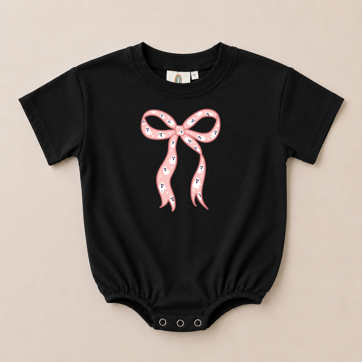 Pink Ghost Bow Graphic Sweatshirt, Tee or Bubble Romper