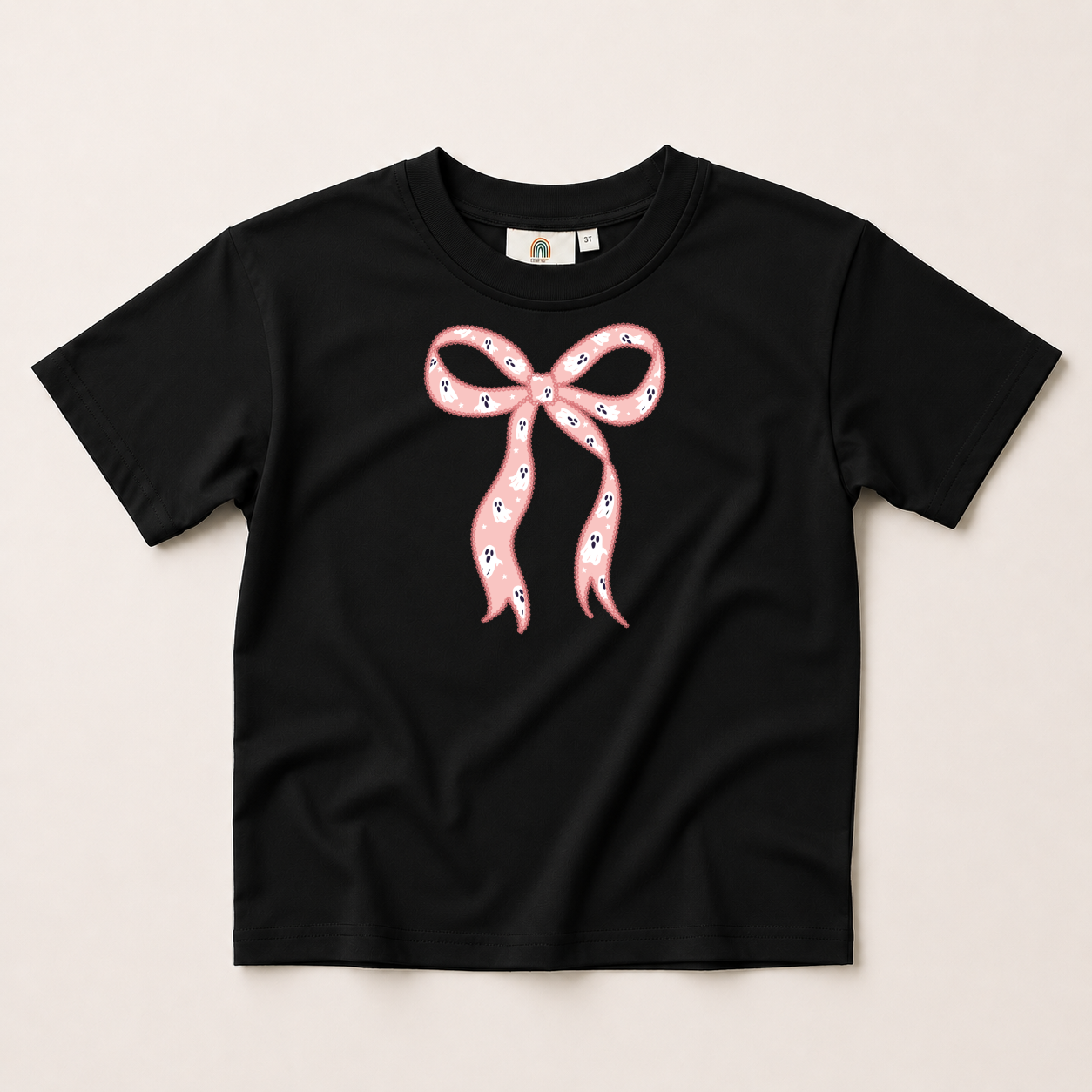 Pink Ghost Bow Graphic Sweatshirt, Tee or Bubble Romper