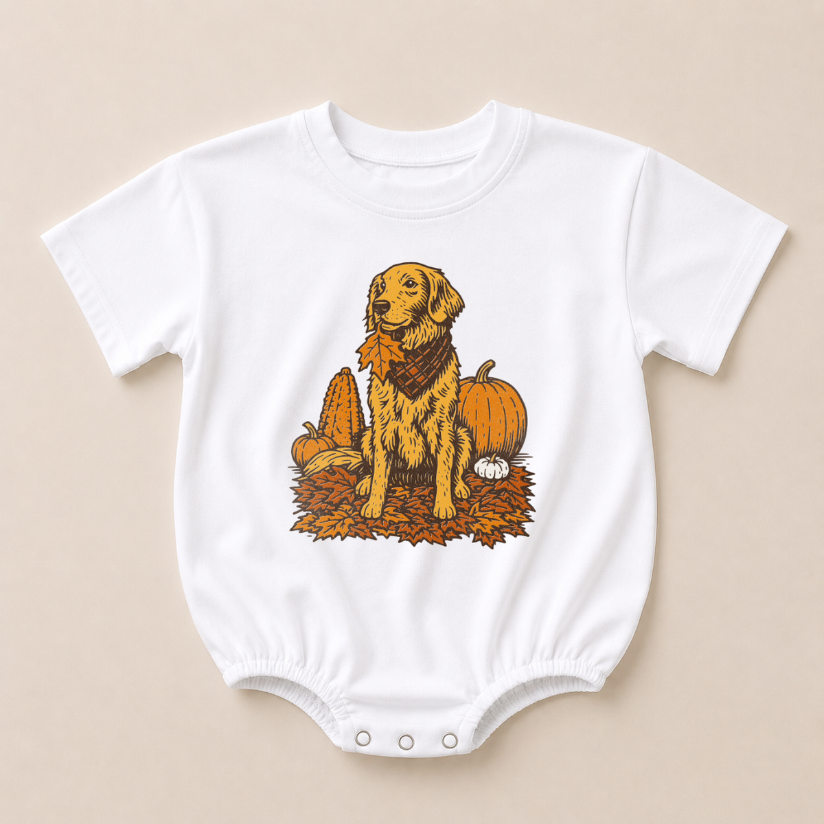 Fall Golden Retriever Oversized Tee or T-Shirt Romper - more colors