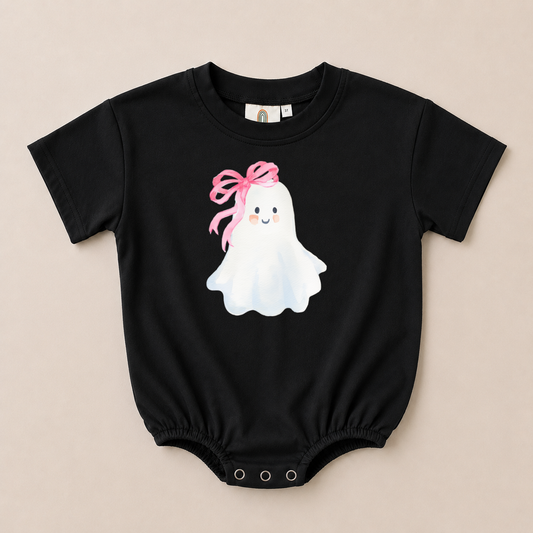 Ghosty with a Bow Graphic Sweatshirt, Tee or Bubble Romper