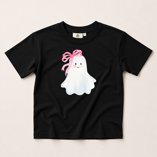 Ghosty with a Bow Graphic Sweatshirt, Tee or Bubble Romper